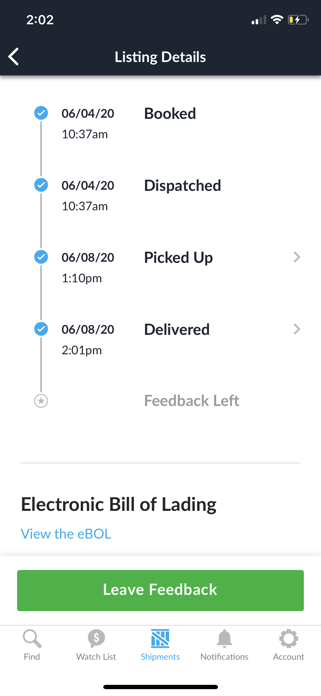 Electronic Bill of Lading, BOL